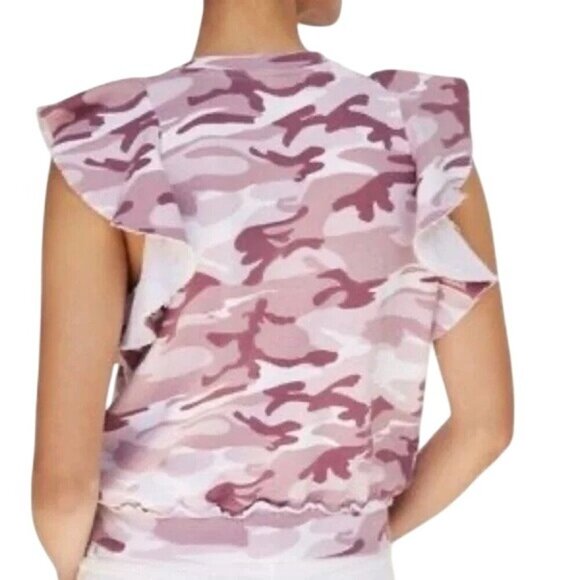 Anthropologie t.la Pink Camo Ruffle Top - Picture 2 of 8